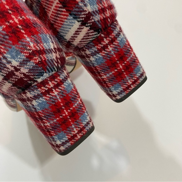 J. CREW 6 Plaid Flannel Block Heel Square Toe Mary Janes Marta Buckle Heels - Picture 12 of 14